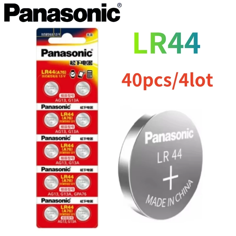 Original Panasonic LR44 AG13 A76 SR1154 357 Button Cell 10-40PCS for Remote Control Calculator Watch Coin Battery LR44