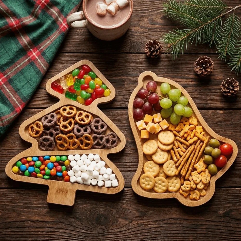 Tree Shaped Wooden Christmas Dish Elegant Vintage Christmas Serving Tray Party Decorations Christmas Charcuterie Board