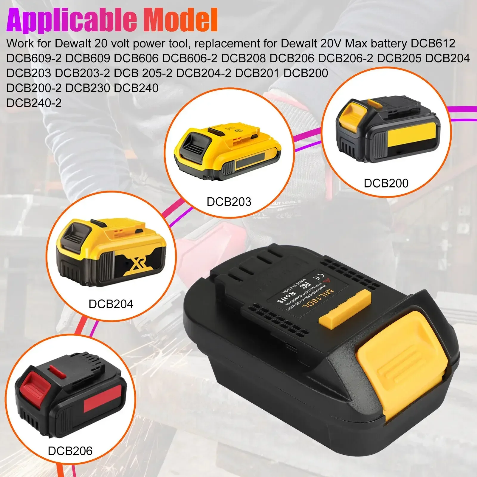 MIL18DL Battery Adapter for Milwaukee 18v Lithium Battery Convert to for DeWalt 18V 20v Max Lithium Power Tools Battery Adapter