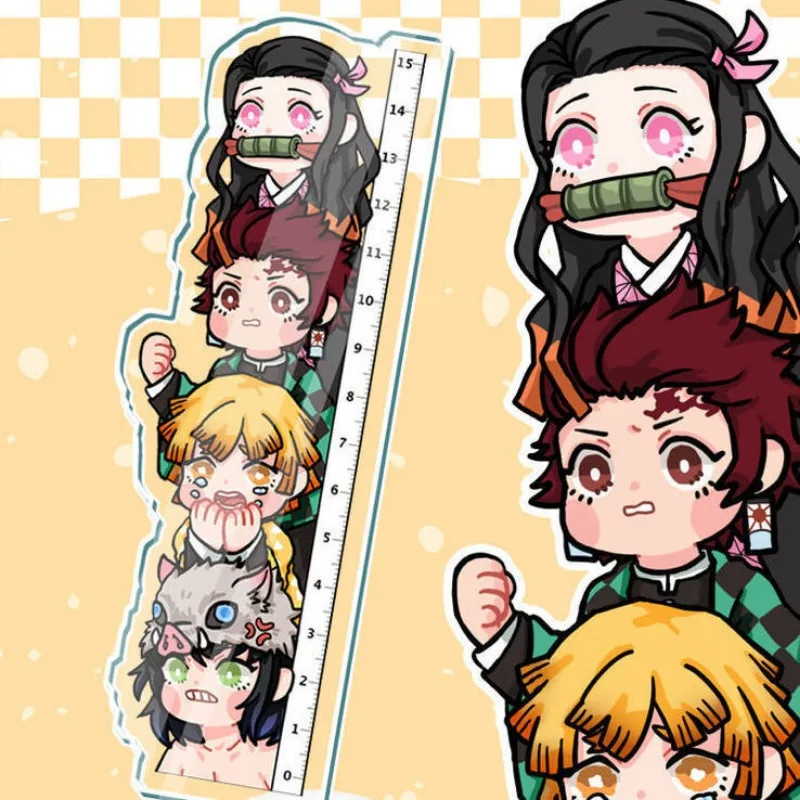 New Demon Slayer Tokitou Muichirou Tanjiro Kamado Tsuyuri Kanao Ruler Anime Peripherals Cute Cartoon Stationery Kawaii Gifts