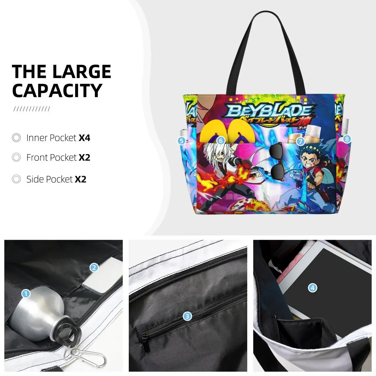 Beyblade Burst Evolution sac fourre-tout de plage Sport Gym Yoga Duffle grand sac fourre-tout femmes sac de voyage sac de Fitness