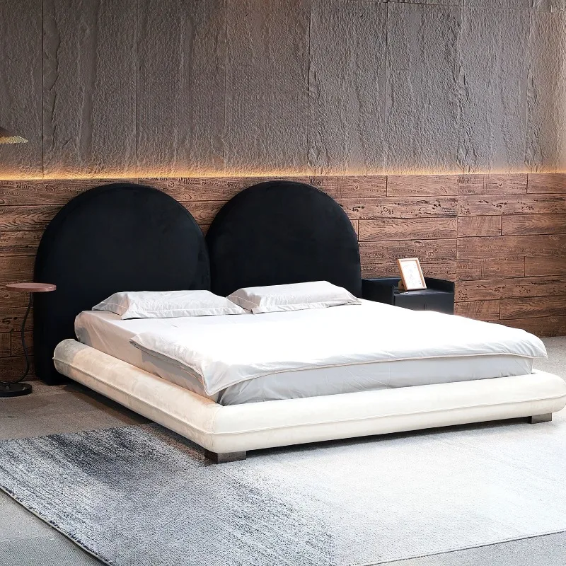 Fabric bed Modern simple double 1.8 meters, dopamine fabric soft bag double bed