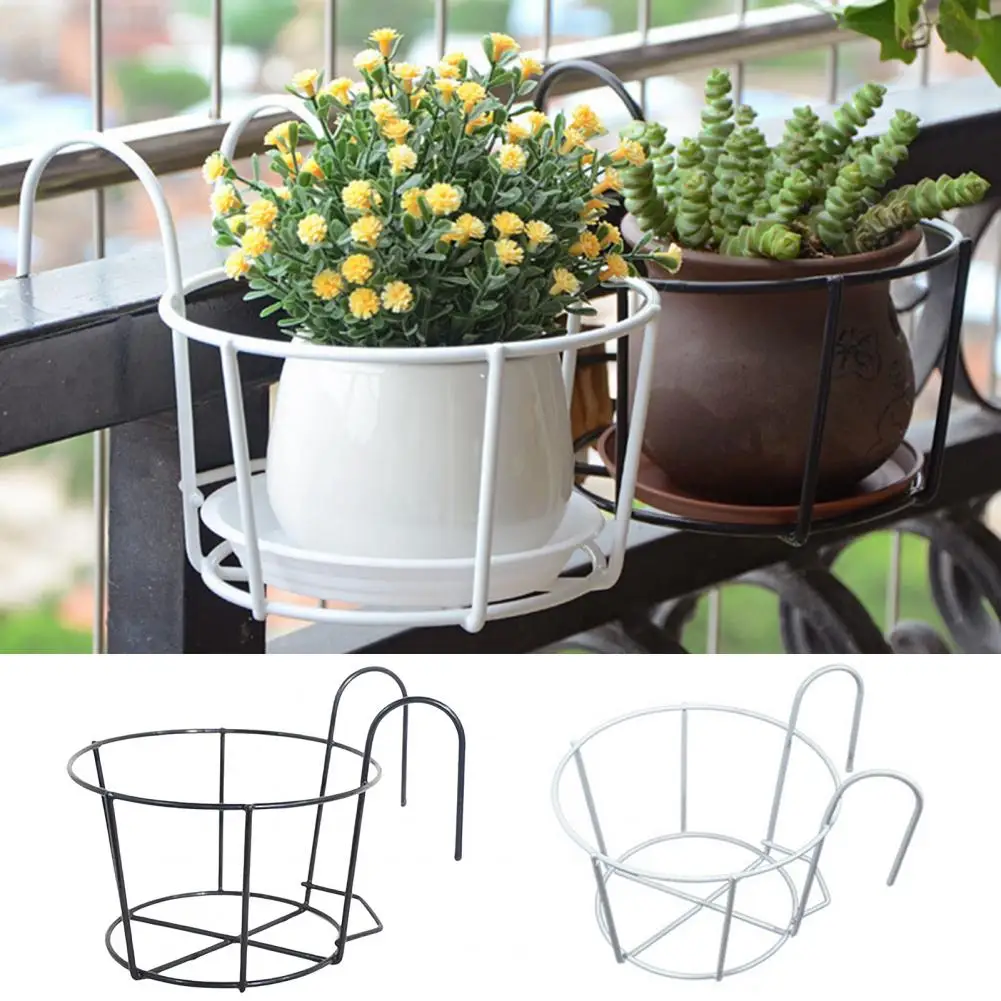 Hanging Plant Iron Racks Flower Stand Wall-mounted Fence Outdoor Rust Proof Strong Load Bearing Plant Pot Rack for Balcony