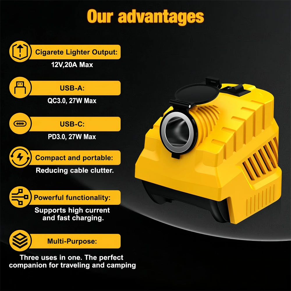 

DC 18V to12V Step Down buck converter regulator cigarette lighter port for Dewalt/Milwaukee 18V/20V Battery Inverter accessories