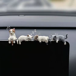 車の装飾眠っている猫の人形、キティの創造的な車の装飾品、おもちゃ、マイクロランドスケープモデル、かわいい車のアクセサリー、ギフト、1個、4個