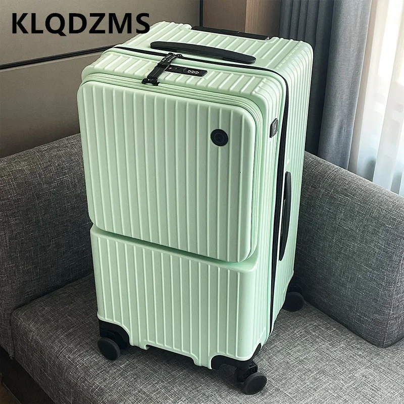 

KLQDZMS 20"24"26"28"30Inch Cabin Suitcase Front Opening Laptop Boarding Case USB Charging Zipper Luggage Large Capacity Luggage