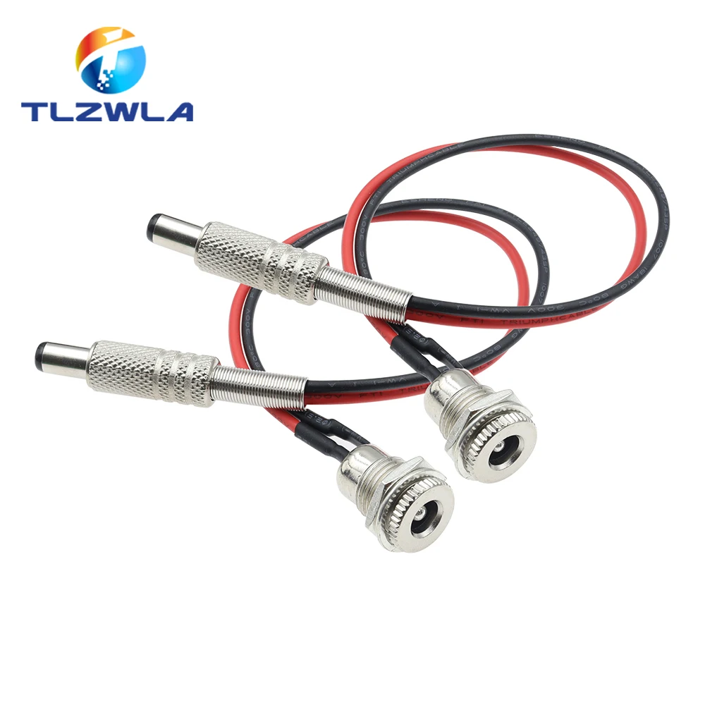 DC099 5,5 x 2,1 mm 5,5 x 2,5 mm DC-Steckdose mit Gewinde, Buchsenadapter mit 20 AWG-Kabeldrähten DC-099 10 cm 20 cm
