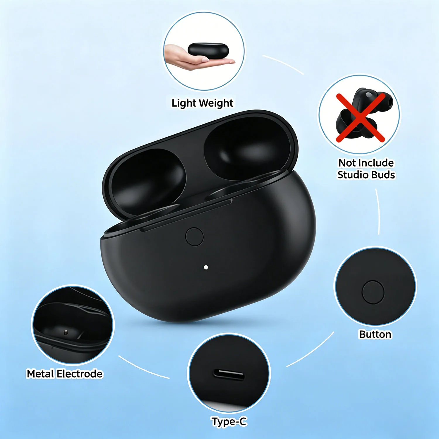660mAh Charging Case for Beats Studio Buds+ Wireless Earbuds, Type-c Portable Wireless Earbuds Charging Box Case Carrying Bag image 2
