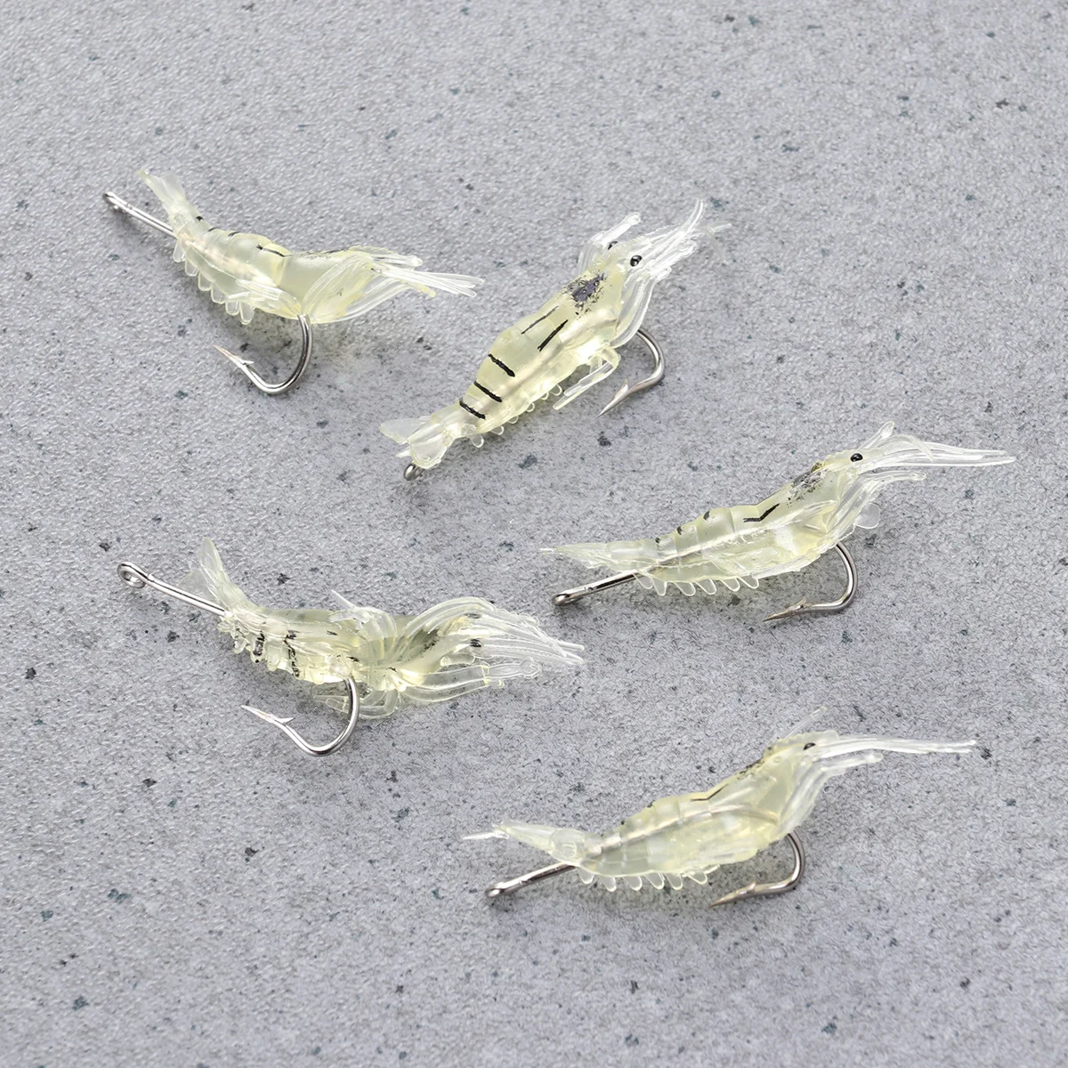 

5pcs 4cm Bait Shrimp Simulation Grass Shrimp Plastic Fish Smell Luring Effect Good Fishing Gear(Transparent Yellow Belt Hook)