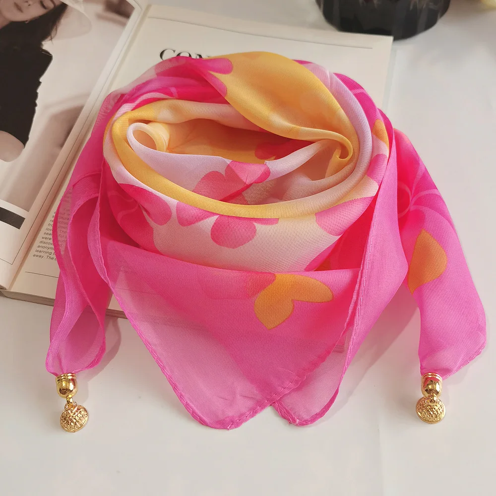 Neue Mode Magnetische Schnalle Schal Dünnen Schal Dekorative Chiffon Quadrat Sonnencreme Hals Abdeckung frauen Schals Party Geschenk – Detail 4
