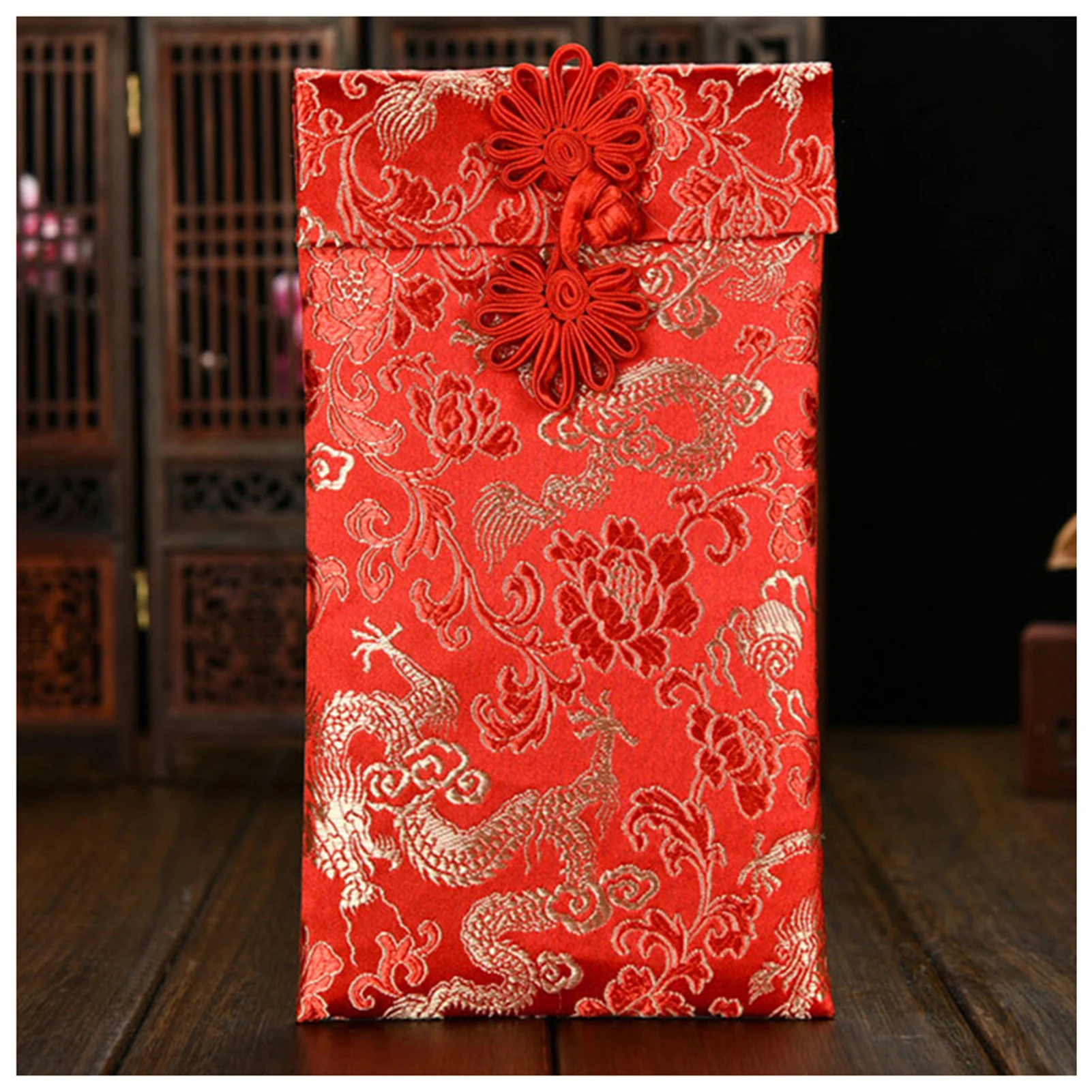 النمط الصيني الديباج الأحمر المغلف حقيبة مهرجان الربيع الحظ الحزم الحمراء حقيبة لعيد ميلاد الزفاف الصيني