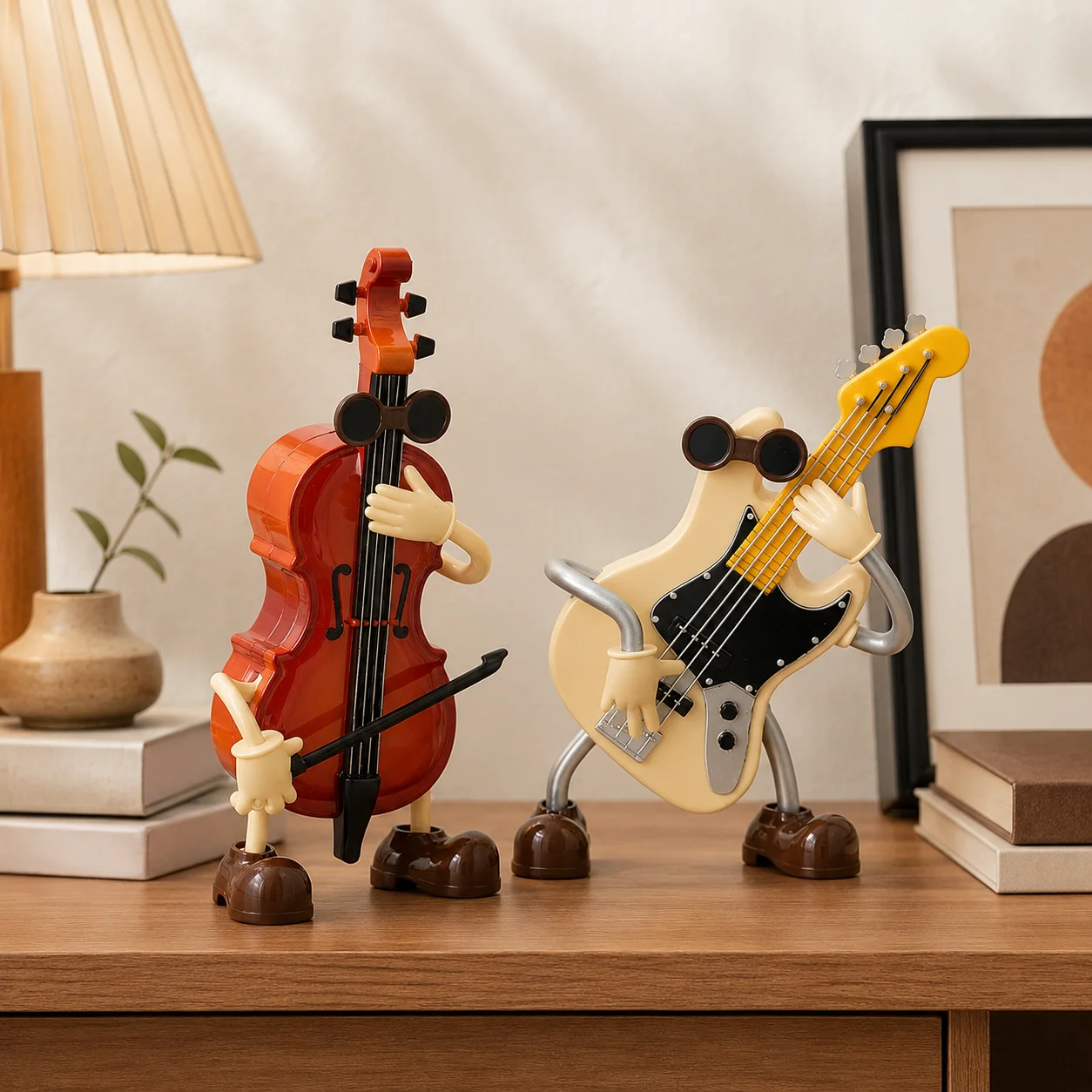 Guitar Violin Music Box Creative Figurine Desktop Ornament Living Room Study Shelf Decoration Birthday Gift Home Decor