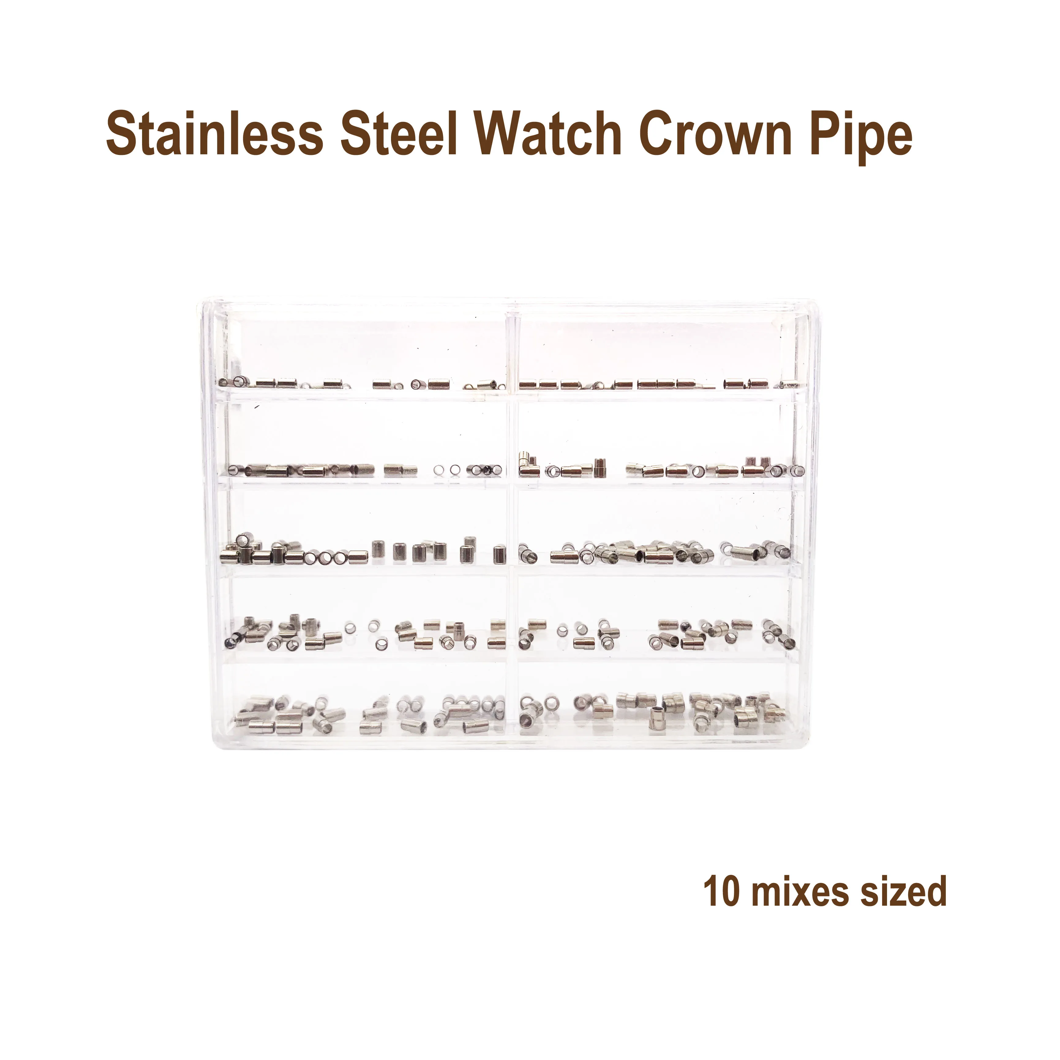 تاج الأنابيب لاستبدال تاج الساعة ، إصلاح الساعات ، الفولاذ المقاوم للصدأ ، أحجام مختلطة