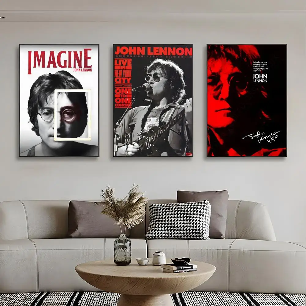 Póster de celebridades John Lennon, pegatina de papel Kraft Retro, bricolaje, habitación, Bar, cafetería, arte estético, pintura de pared