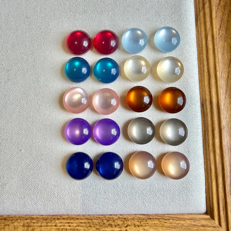 50PC 16mm  High-Quality Glass Bead Cat-Eye Flat Ball Resin Hair Accessories Hair Clips Earrings Phone Case Decoration