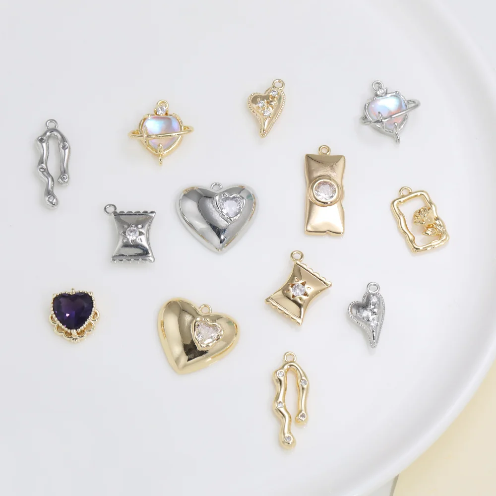 

Cordial Design 30Pcs CZ Pendant/Copper Accessories/Hand Made/Crystal Charms/Heart Shape/Earring Findings/DIY Making #195182