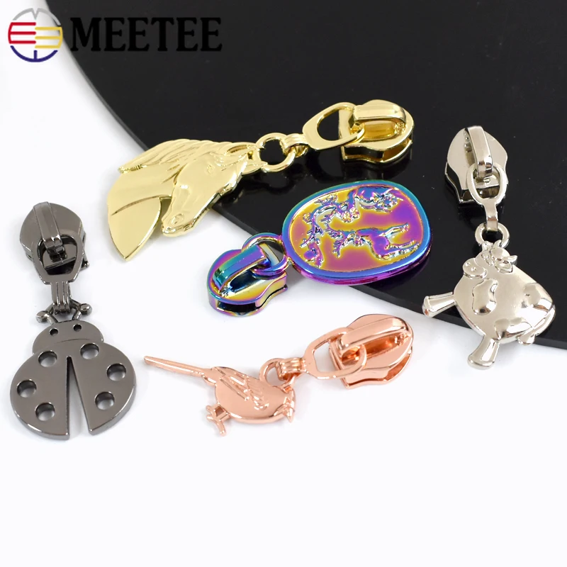 5/10/20Pcs Meetee 5# Zipper Sliders for Nylon Zippers Tapes Bag Jacket Zip Pull Head Sewing Closure Clothes Zips Limiter Repair