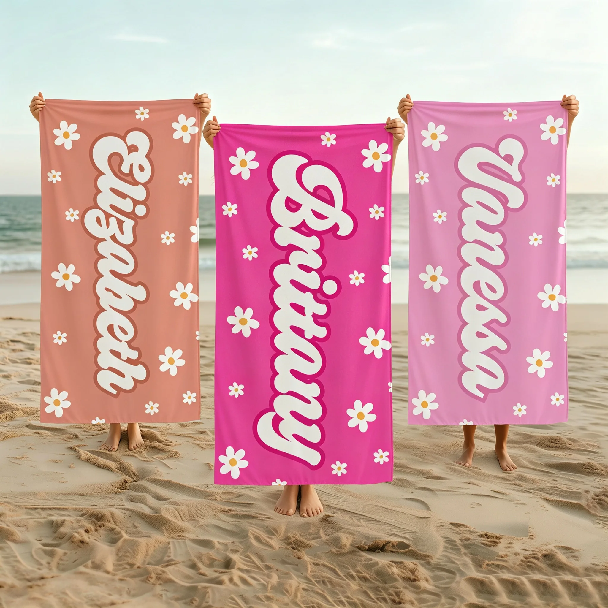 Personalized Striped Beach Towel Custom Name/Logo Oversized Microfiber Towel Summer Party Gift for Beach Swimming Bath Sports
