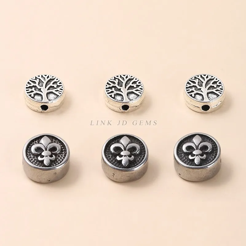 50 Pcs/lot Silver Color Stainless Steel Loose Spacer Column Flower Rondelle Beads For Jewelry Makig Diy Bracelet Accessories