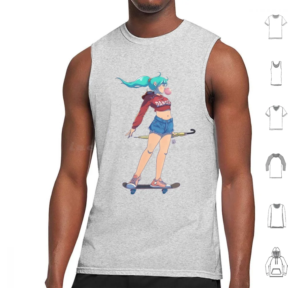 Bubble Gum Tank Tops Print Cotton Girl Skateboard Skate Sk8 Umbrella Bubble Gum Shorts Hood