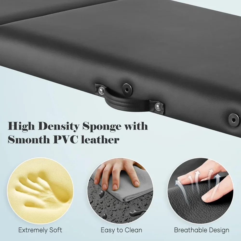 

Massage Table, Portable Massage Bed 3 Folding Height Backrest Adjustable Tattoo Solon Lightweight with Carry Case