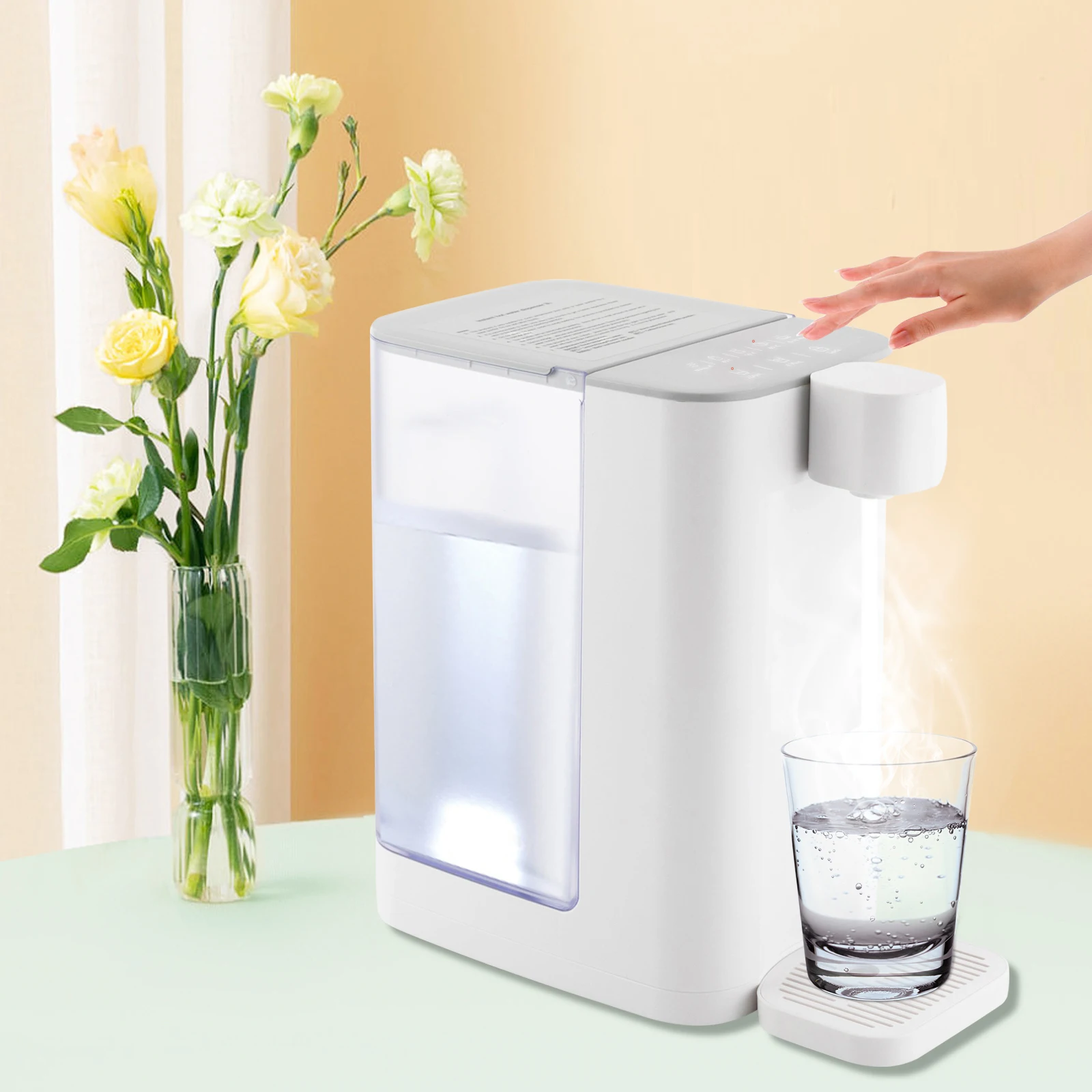 3L Instant Hot Water Dispenser, 1600W 5-Temp Adjustable (45-100°C), US Plug with LED Display (White)