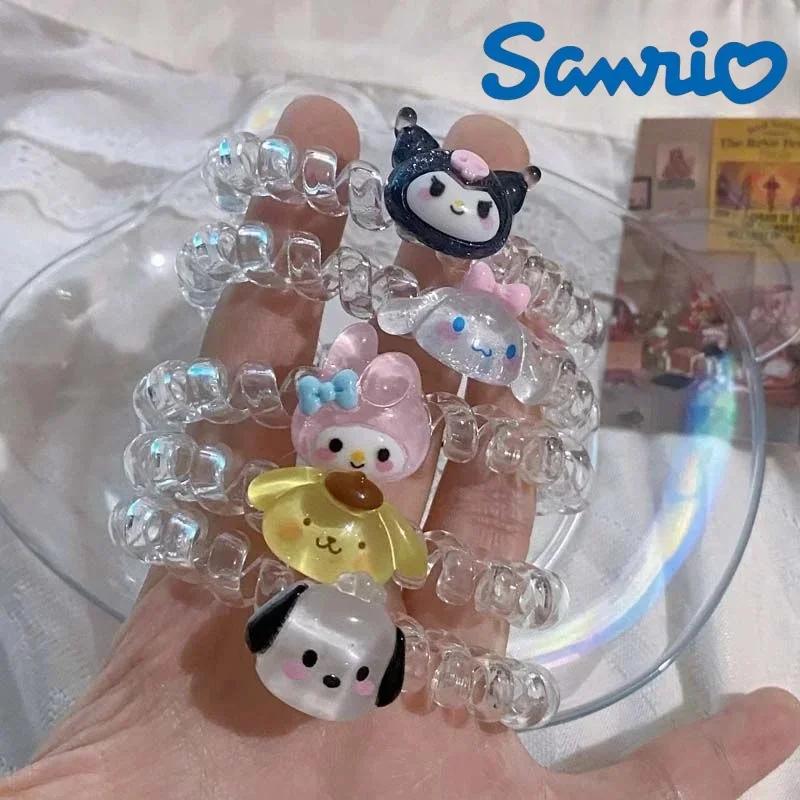 

Sanrio Mymelody Hair Rings Action Anime Figures Cinnamoroll Pochacco Hair Rings Cute Cartoon Doll Hair Accessories Girl Gifts