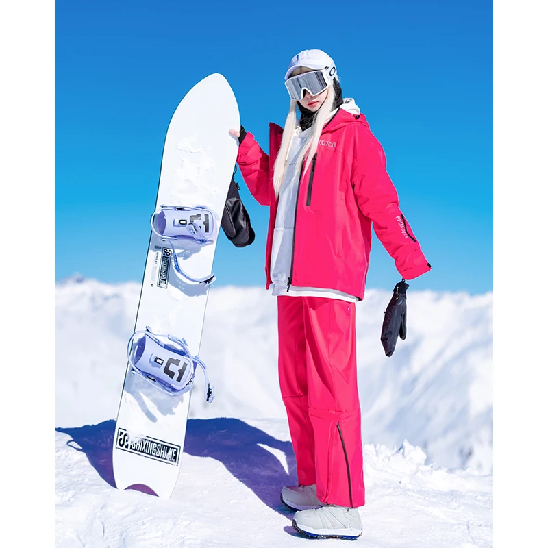 

Women's cold-resistant and warm large-sized waterproof snowboard ski suit set for both men and women with fleece