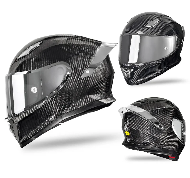 3K Carbon Fiber Full Face Motorcycle Helmet in Silver  Ready  DOT & 3C Certified  Unisex  Factory Direct
