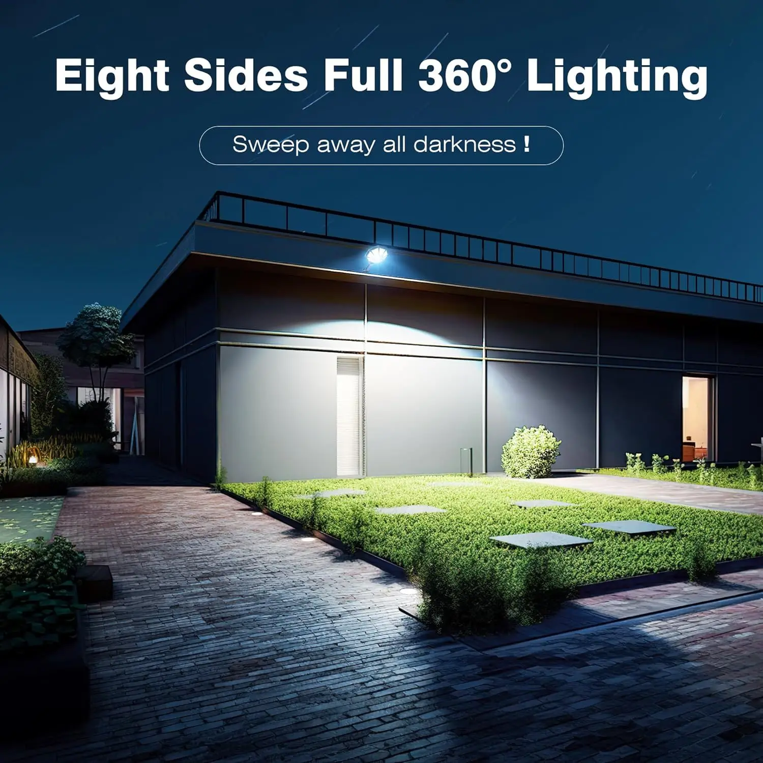 1 pacote de luzes solares ao ar livre 168led 6500k sensor movimento luz inundação do anoitecer ao amanhecer lâmpada rua solar para quintal jardim piscina garagem