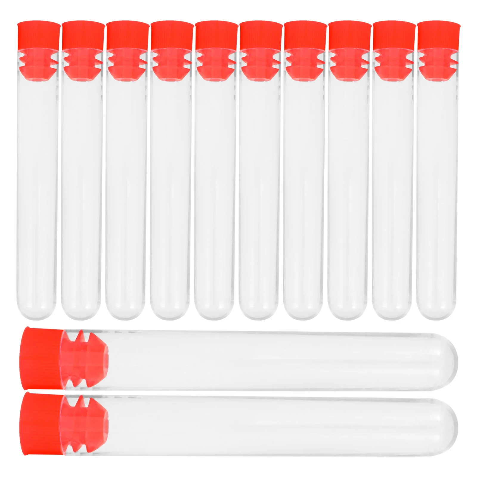 12 Pcs 16x150mm Clear Plastic Test Tubes Non Eco Friendly Portable Leak Proof Sample Lotion Gel Storage