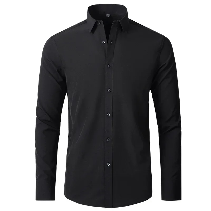 Anti-Wrinkle Men Shirts Long Sleeve Dress Shirts For Men Slim Fit Camisa Social Business Blouse White Office Shirt S-4XL