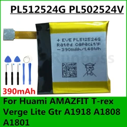 Original 390mAh PL512524G PL502524V Battery for Huami AMAZFIT T-rex Pro Verge Lite Gtr A1918 A1808 A1801 Smart Watch Batteries