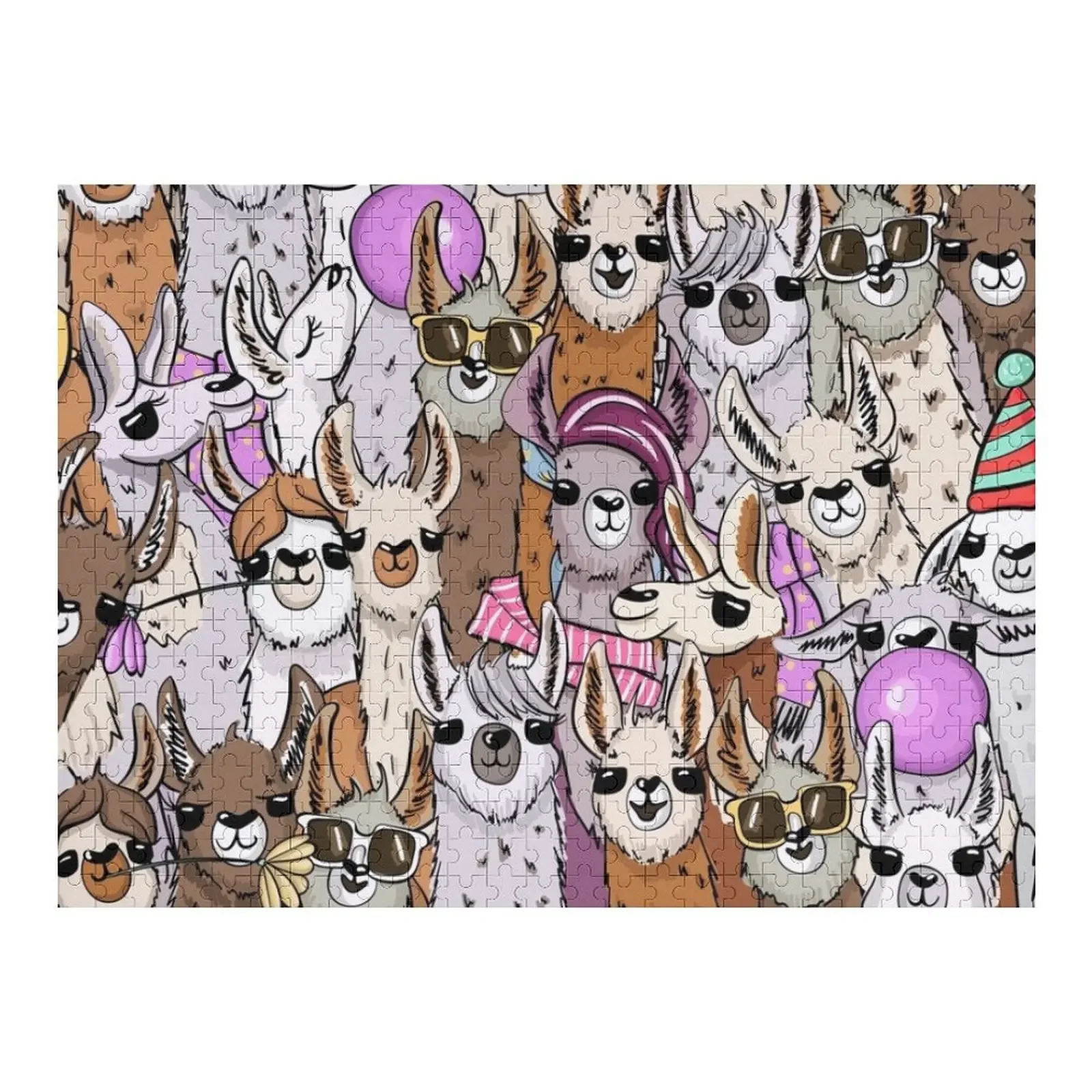 

Llama Llama Party Selfie Jigsaw Puzzle With Photo Custom Name Wooden Toy Wooden Compositions For Children Puzzle