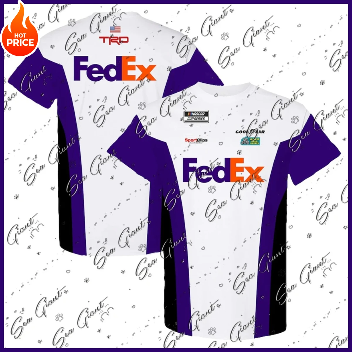 

Camisetas de entrenamiento con cuello redondo para hombre, colección del equipo de carreras de Joe Gibbs, uniforme FedEx,
