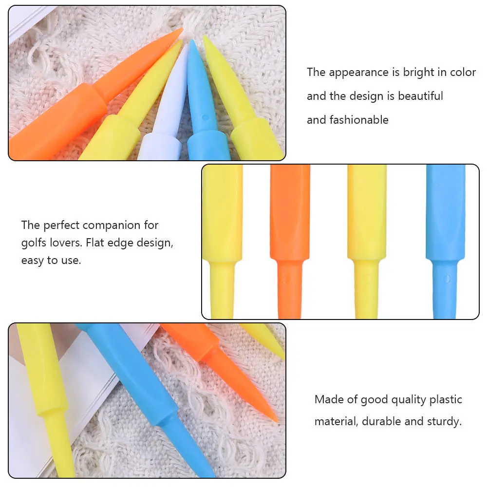 

10Pcs Golf Nails High Quality Plastic Tees Durable Lightweight Training Tool Accessories Mixed Color Golfs Tees