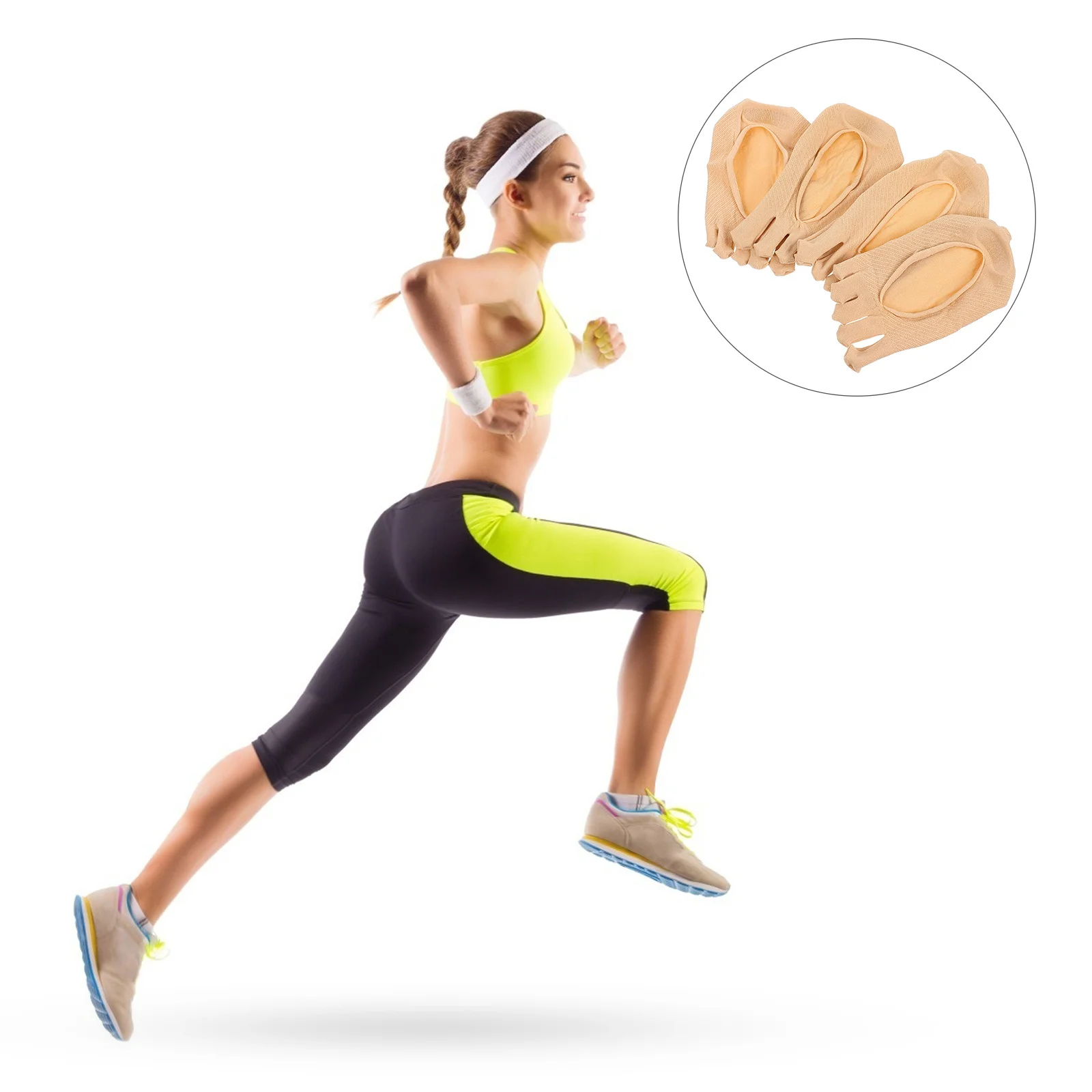 

2Pairs Compression Socks Invisible Full Finger Five Toe Socks Thin Shallow Mouth Breathable Comfortable