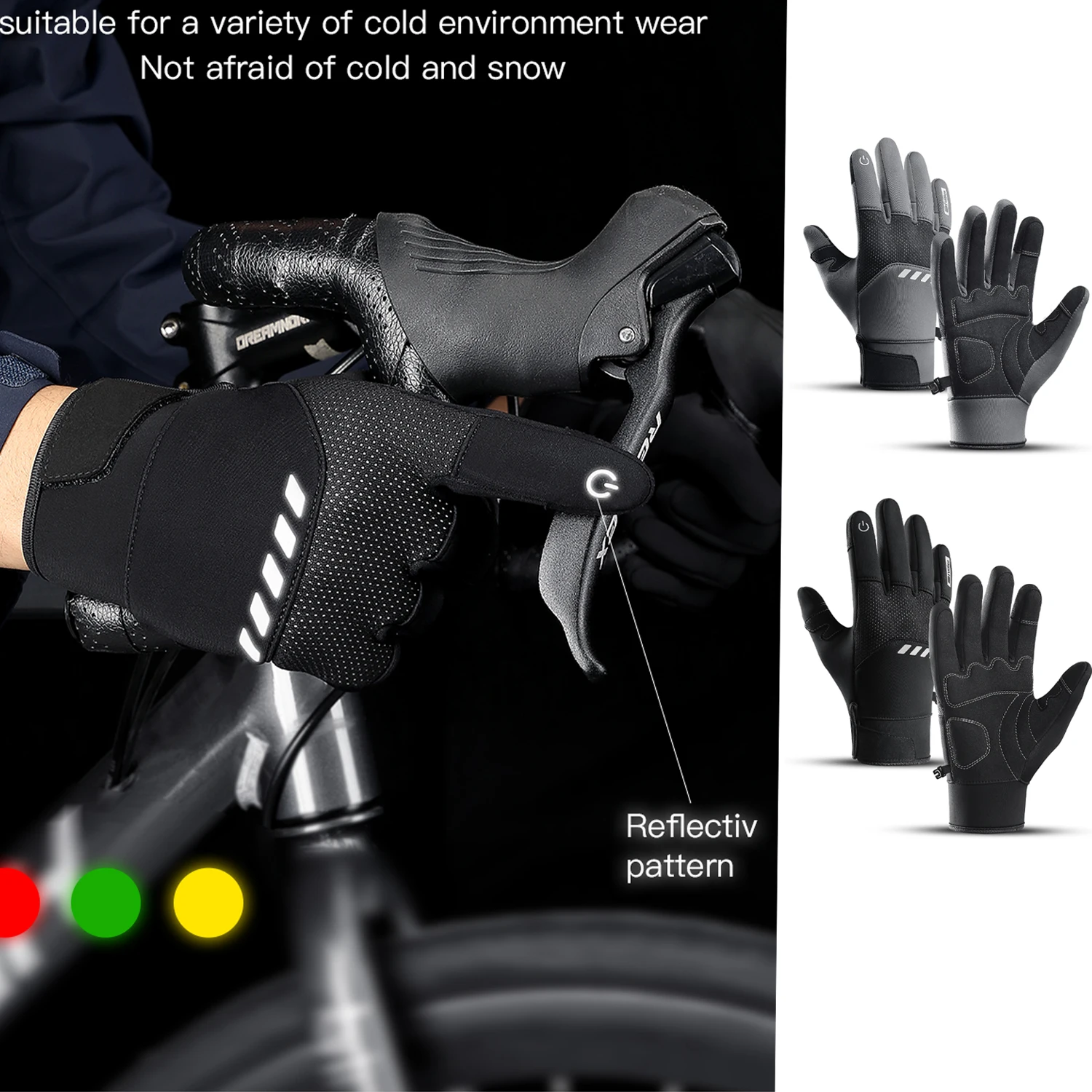 Männer Winter Wasserdichte Radfahren Handschuhe Outdoor Sport Laufen Motorrad Ski Touchscreen Fleece Handschuhe Nicht-slip Warme Volle Finger