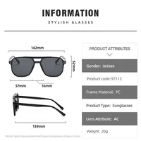 Fashionable Large Frame Retro Sunglasses Double Bridge Rice Nail Design Anti-UV Sun Protection Eyewear for Men Women 2