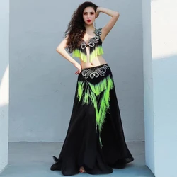 Belly Dance Set Diamond-Studded Tassel Bra Long Skirt Performance Clothes Suit Women Oriental Dancewear Competition Clothing