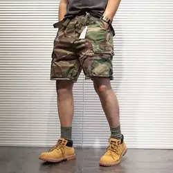 Pantalones cortos deportivos de camuflaje para hombre, Shorts holgados con múltiples bolsillos, informales, rectos, a la moda, verano, 2024, K29