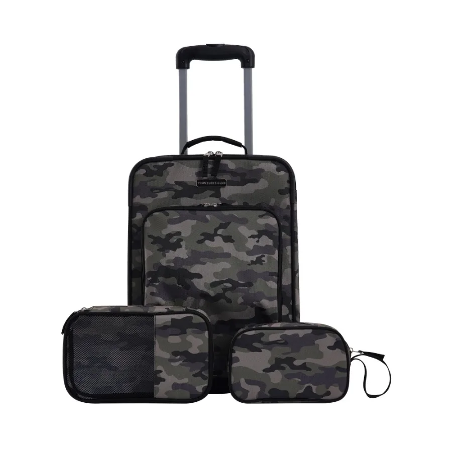 3 Piece Kid's and Junior Rolling Travel Luggage Set Camo