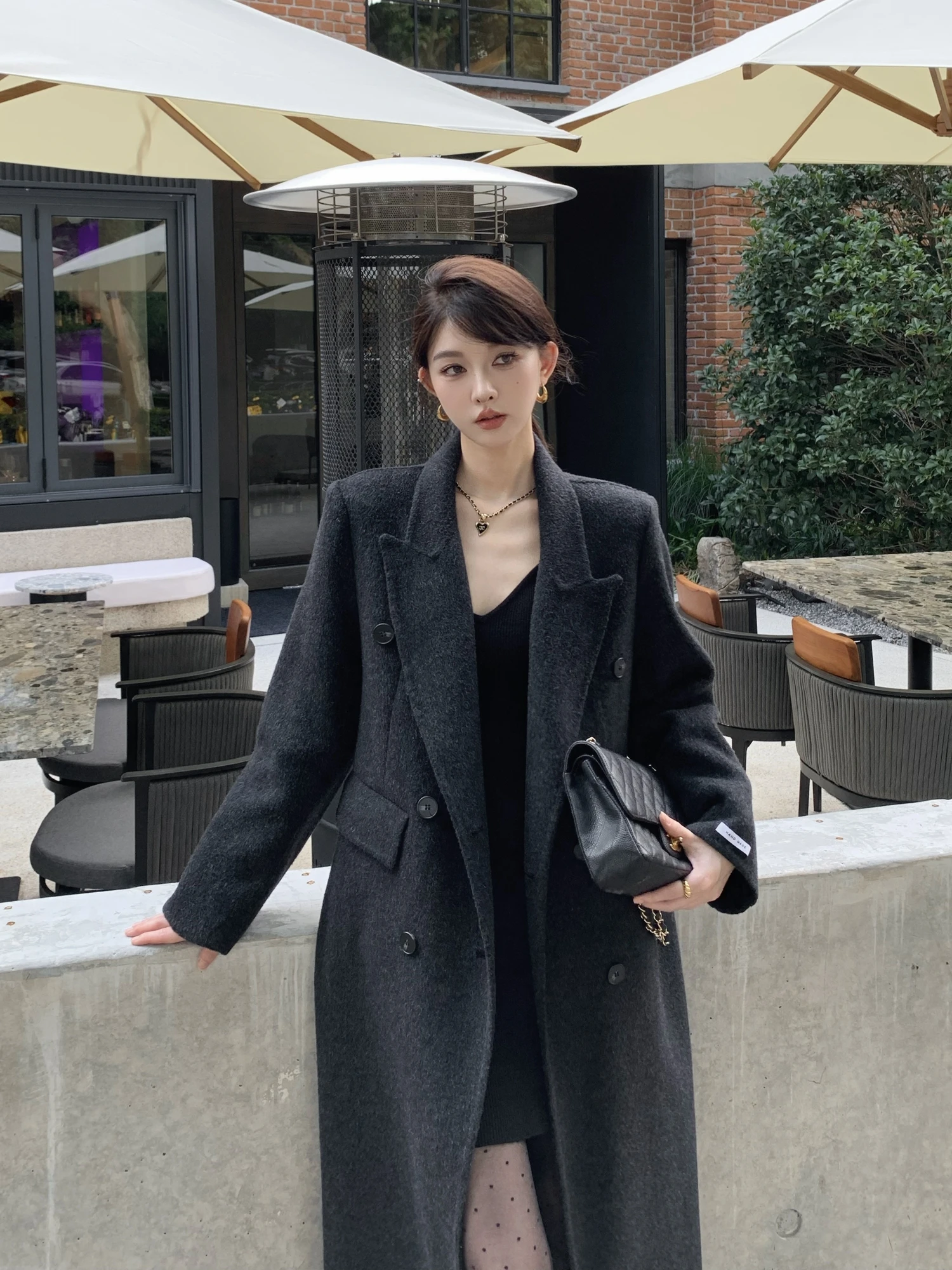 

Women's Woolen Double-Faced Coat Medium-Length Suit Jaet Waist-Cinching oulder-Length Winter Hourglass Korean Sle