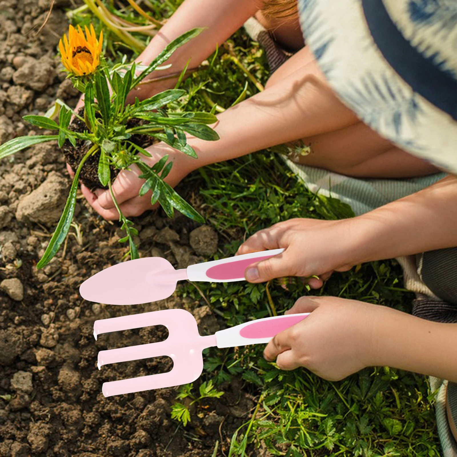 Zestaw narzędzi ogrodniczych Mini szufelka grabie sadzenie przesadzanie spulchnianie gleby narzędzia ogrodowe na zewnątrz do podwórka małe grabie
