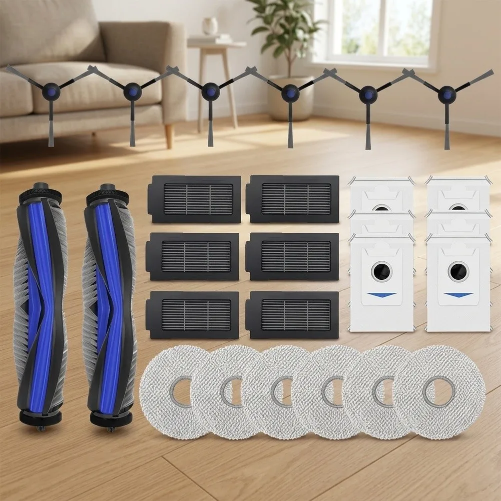 For Bosch Spotless Max BCRDW3B for Cleaning Accessory Kit with 2 Main Brushes 6 Side Brushes 6 Dust Bags 6 Mop Cloths and 6
