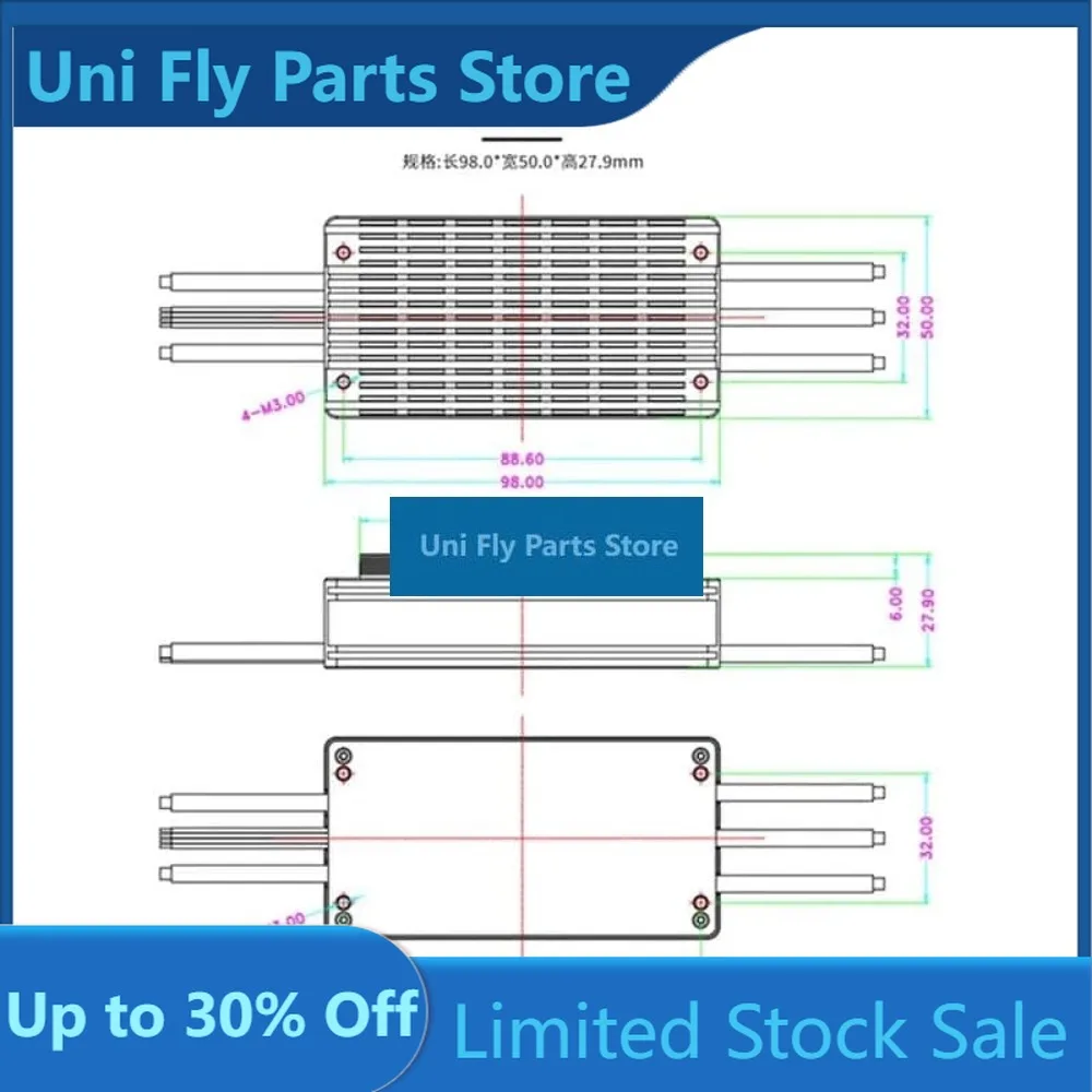 UniFlyEAGLEPOWER EH-120A ESC 5-18S Multi-axis Multi-rotor Vertical Take-off Unmanned Aerial Vehicle Car Brushless IP67 ESC