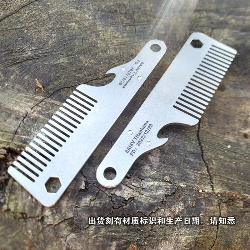 TC4 Titanium Alloy Multifunctional Comb Back Clip Tactical Comb Care Hair Beard Root Hair Follicle Cleaning With Bottle Opener