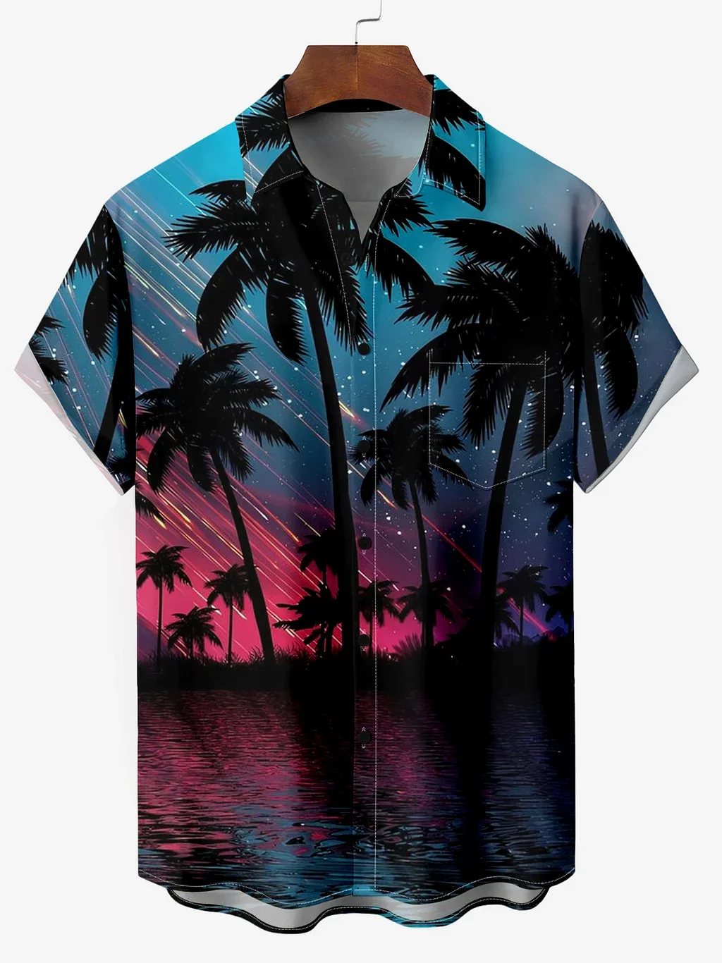 2024 Fashion Hawaiian Coconut Trees 3D Print Turndown Collar Shirt casual  Short Sleeve Shirt Summer loose Shirts For Boys