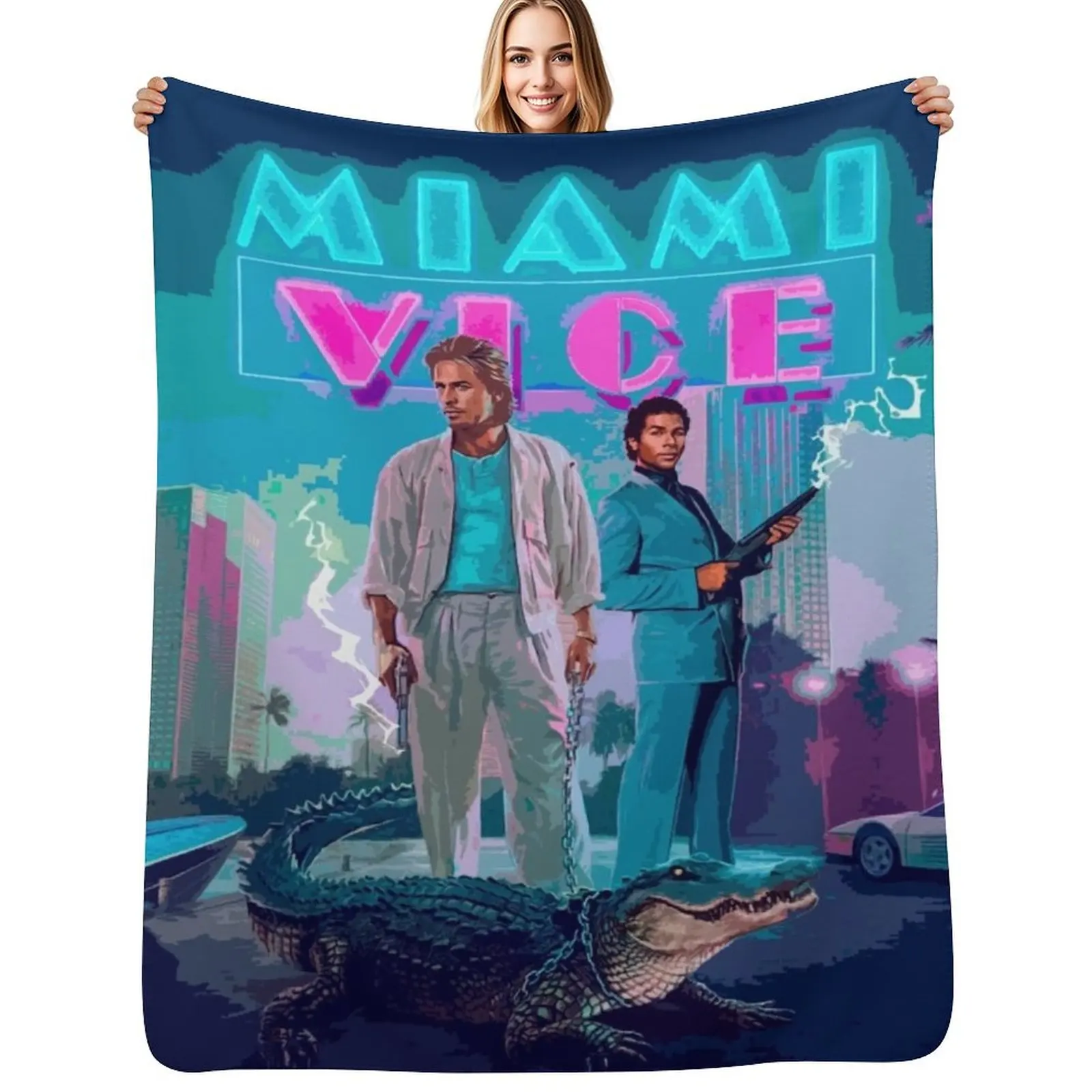 Miami Vice Forever V1 Throw Blanket Lightweight Warm Blanket for Travel Camping