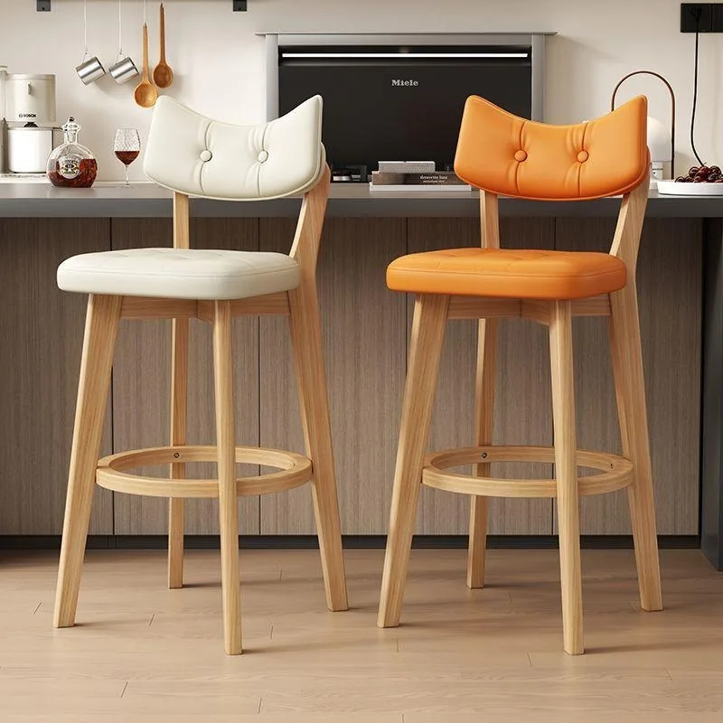 Bar chair Household high stool Solid wood back chair Commercial checkout page Bar chair Light luxury high-end bar stool